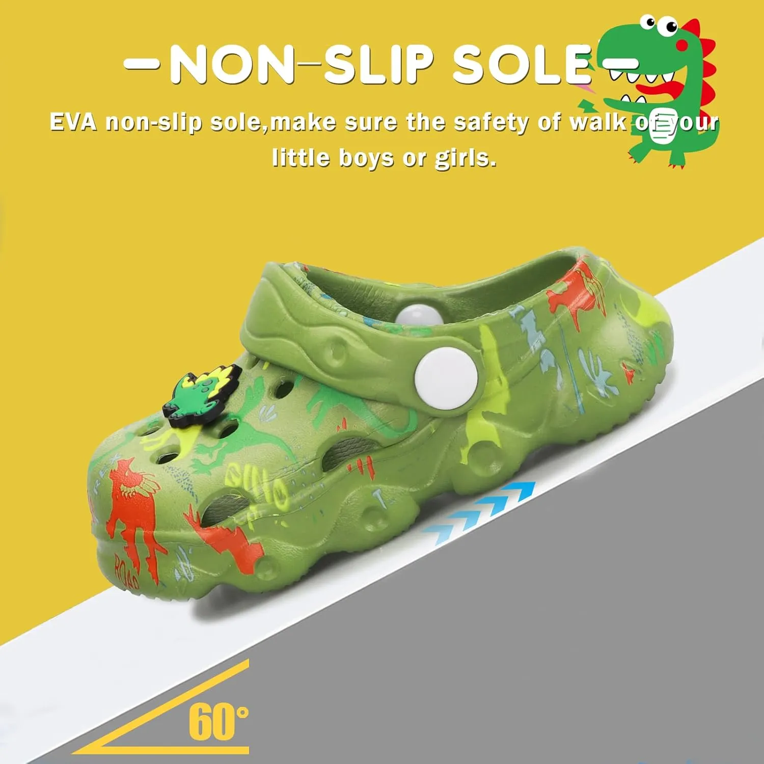 Toddler Clogs Boys Girls Kids Dinosaur Garden Shoes Slip on Sandals Slides Water Summer Shoes for Outdoor Beach Pool