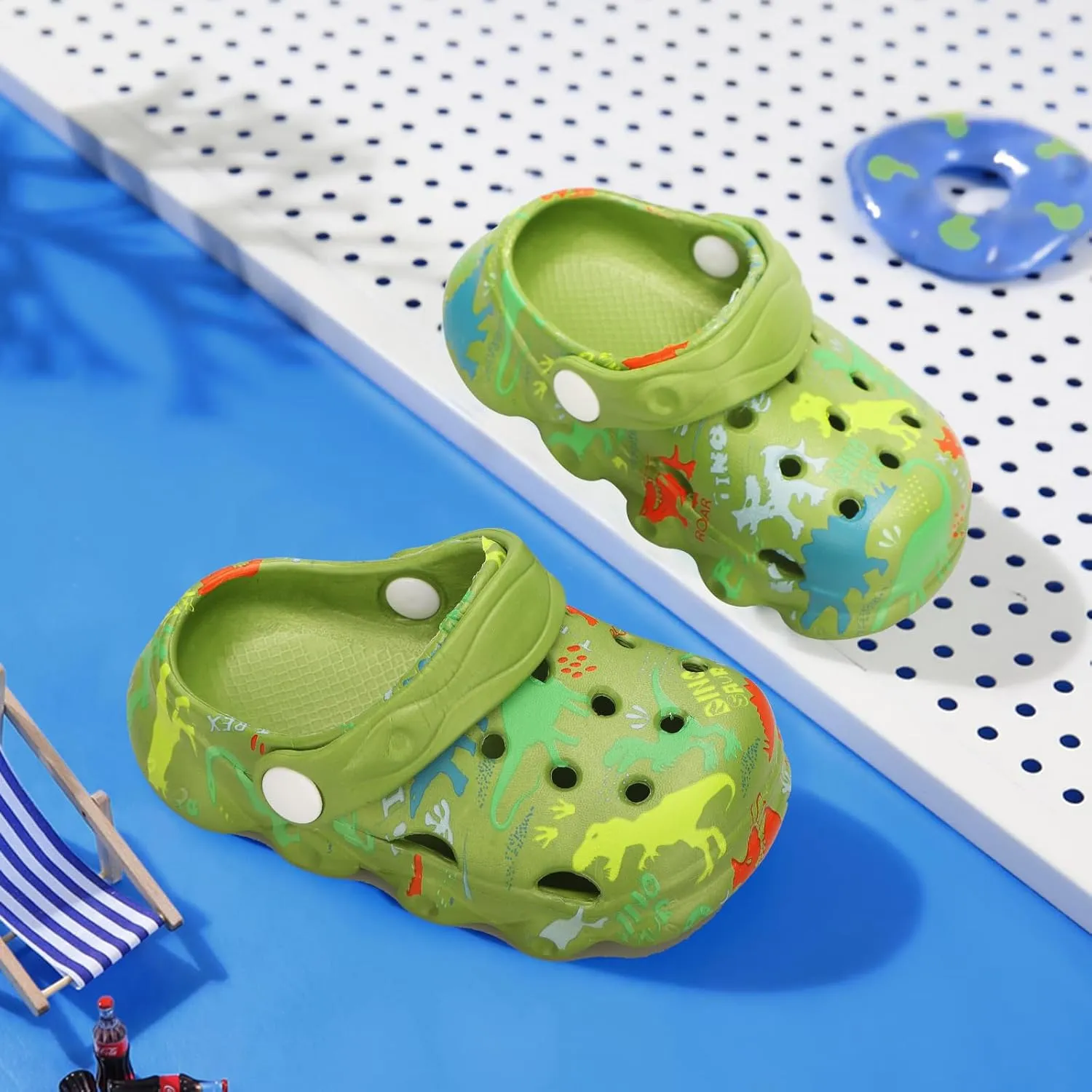 Toddler Clogs Boys Girls Kids Dinosaur Garden Shoes Slip on Sandals Slides Water Summer Shoes for Outdoor Beach Pool