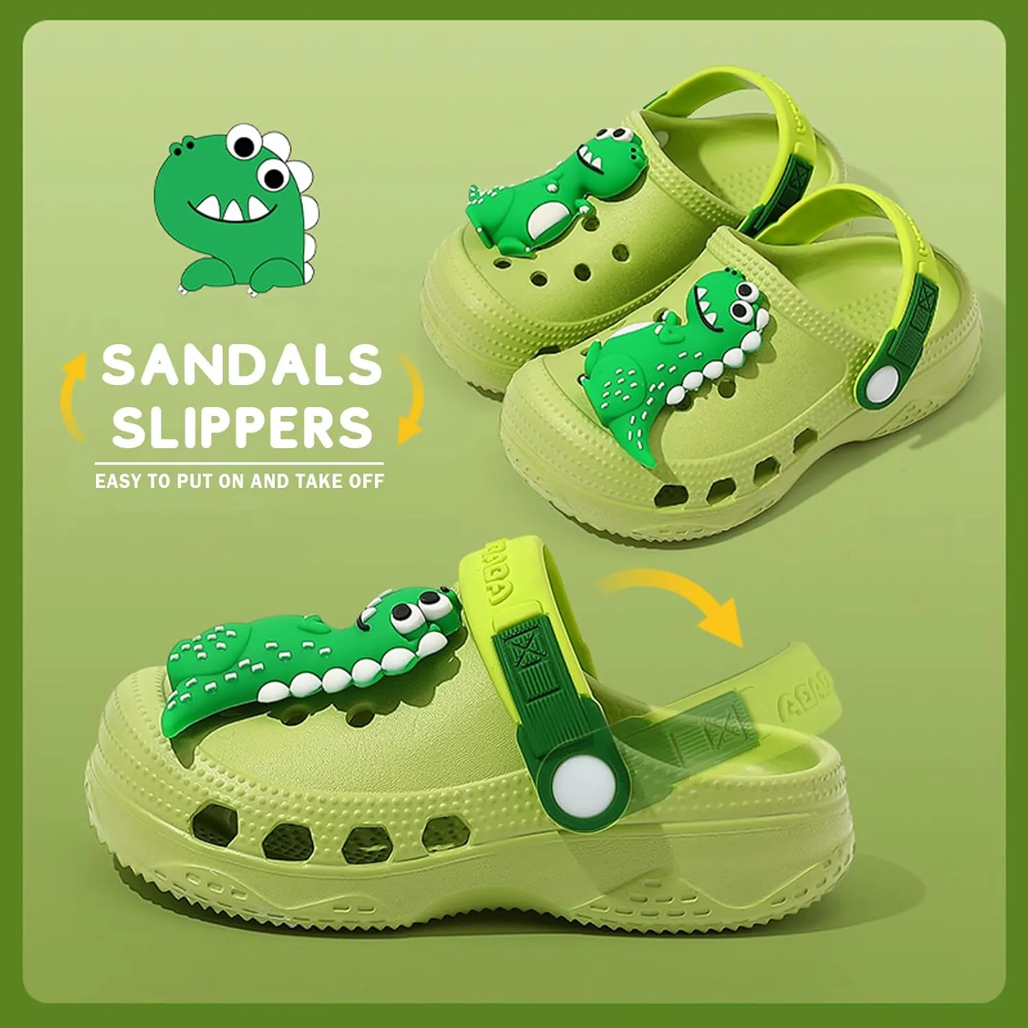 Toddler Clogs Boys Girls Kids Dinosaur Garden Shoes Slip on Sandals Slides Water Summer Shoes for Outdoor Beach Pool