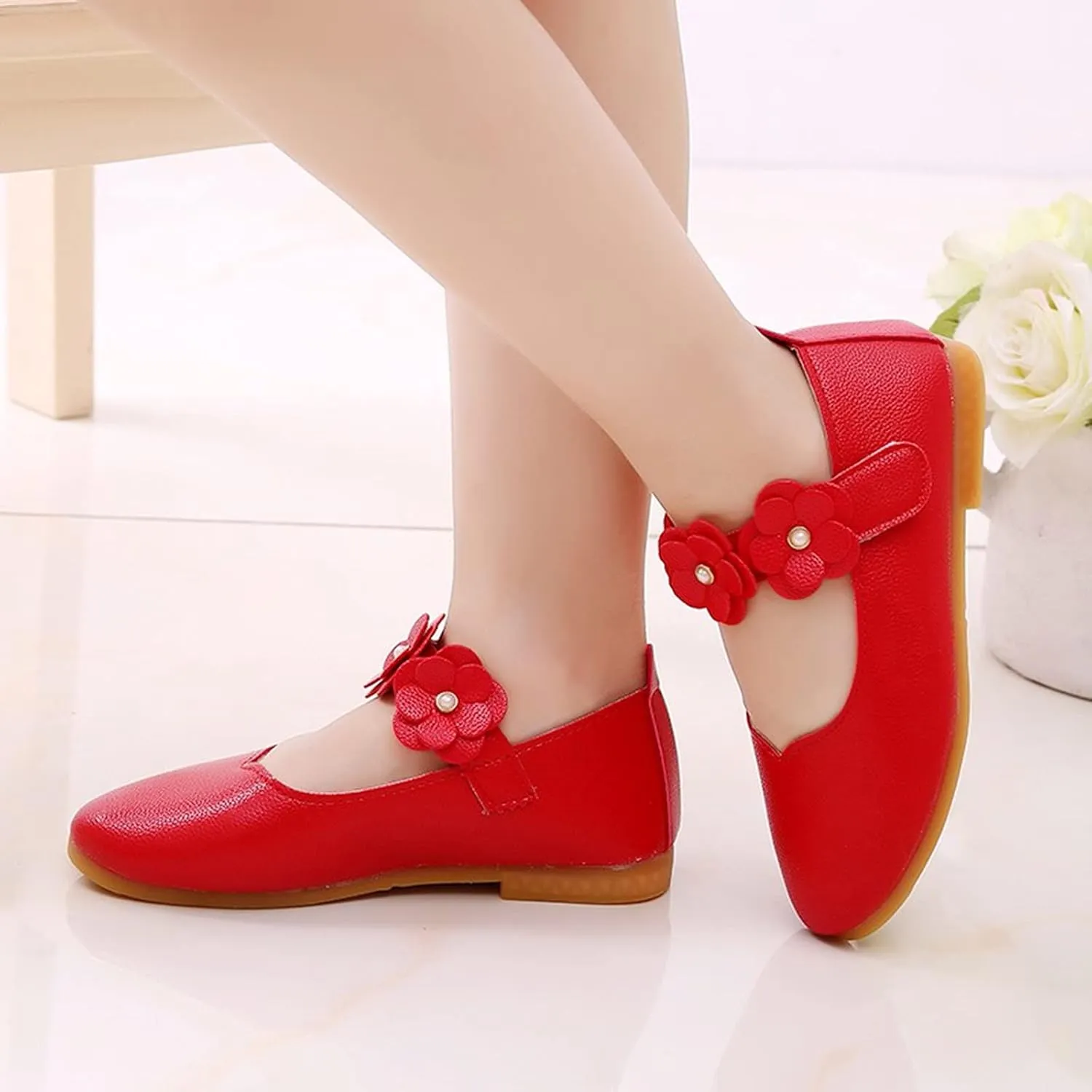 Toddler/𝐋ittle Kids Girl's 𝐀ngela Dress Mary Jane Ballet 𝐅lats Flower Girls' Wedding Party Ballerina Dance Shoes