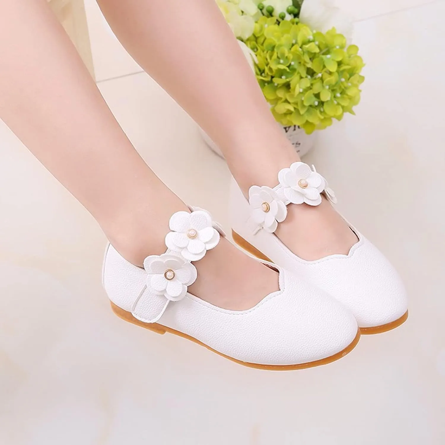 Toddler/𝐋ittle Kids Girl's 𝐀ngela Dress Mary Jane Ballet 𝐅lats Flower Girls' Wedding Party Ballerina Dance Shoes