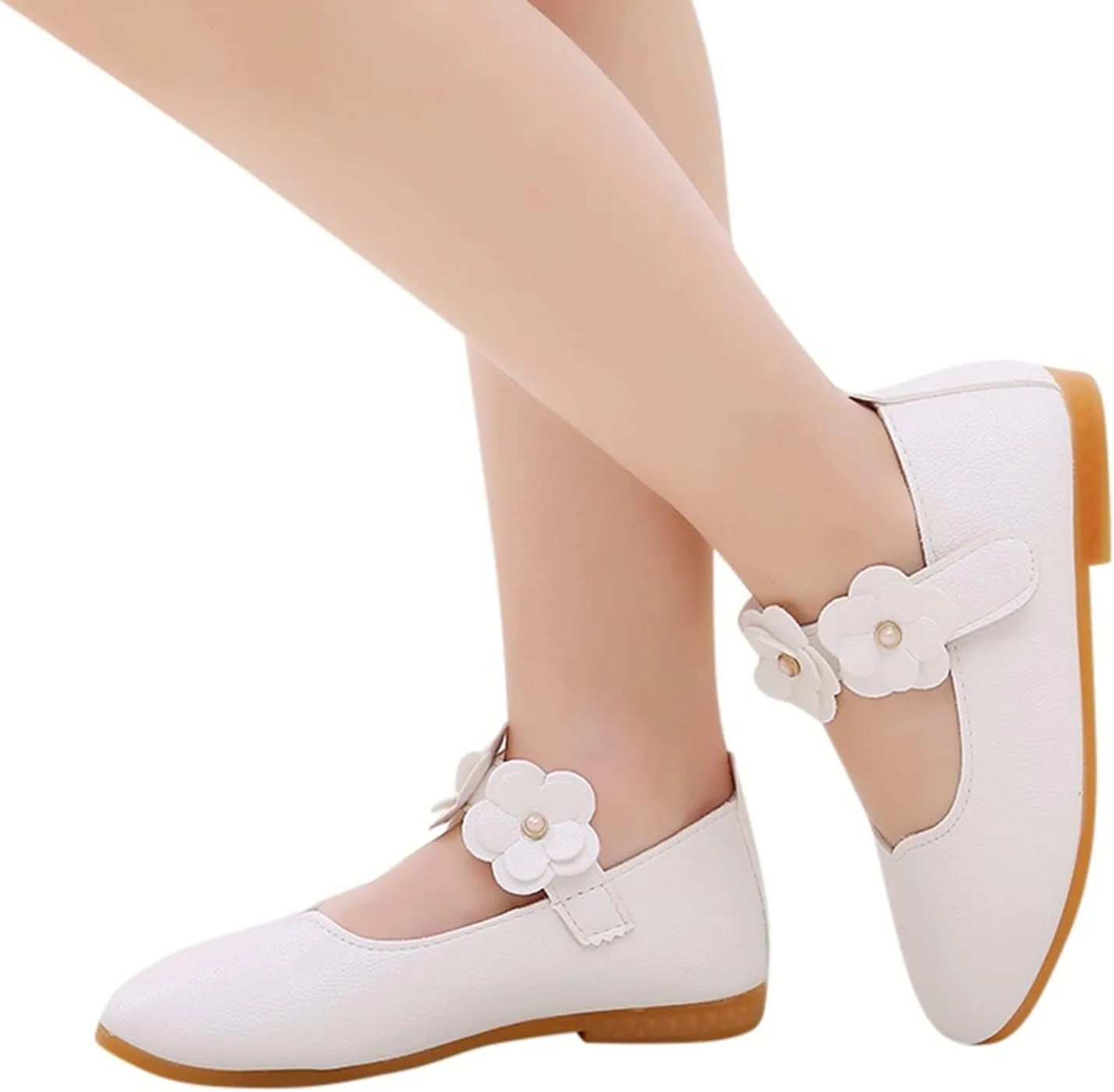 Toddler/𝐋ittle Kids Girl's 𝐀ngela Dress Mary Jane Ballet 𝐅lats Flower Girls' Wedding Party Ballerina Dance Shoes