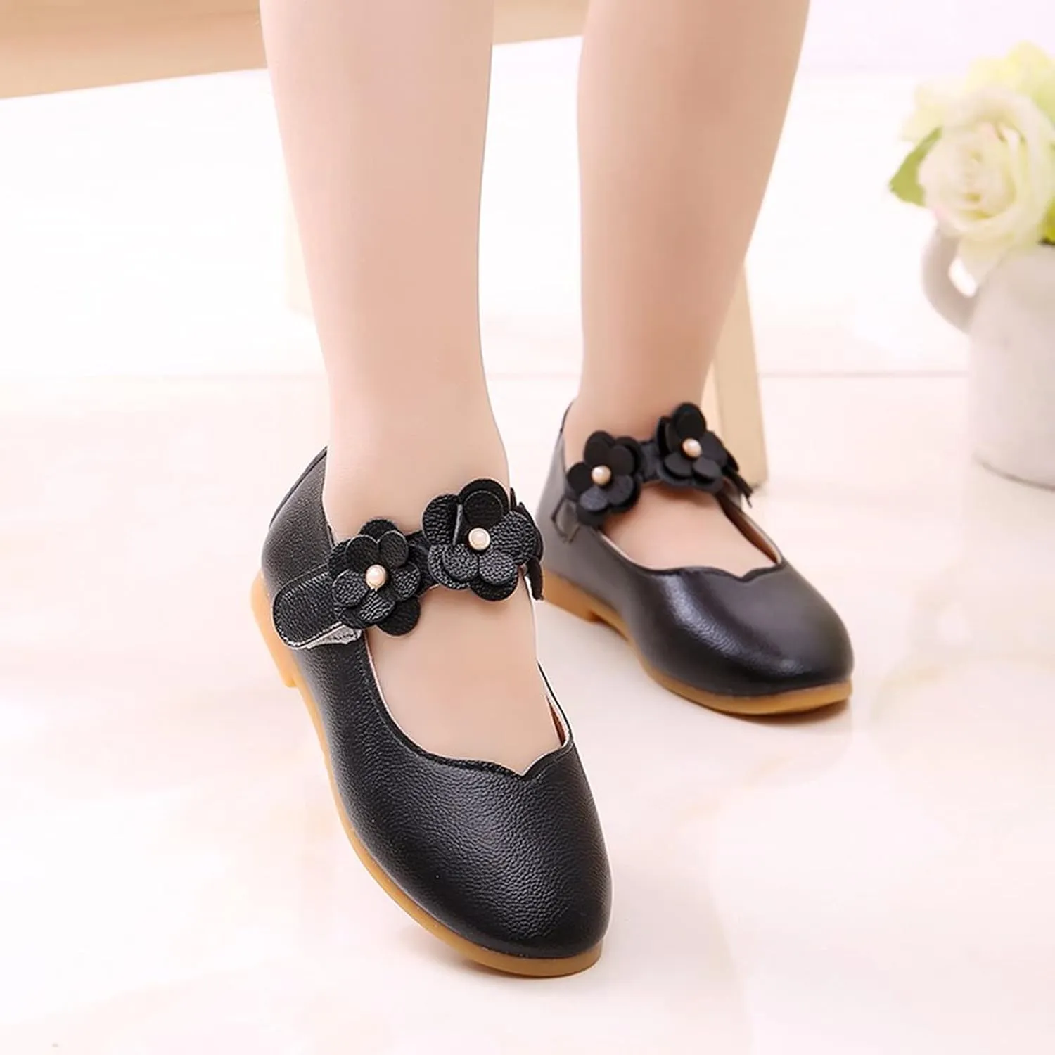 Toddler/𝐋ittle Kids Girl's 𝐀ngela Dress Mary Jane Ballet 𝐅lats Flower Girls' Wedding Party Ballerina Dance Shoes
