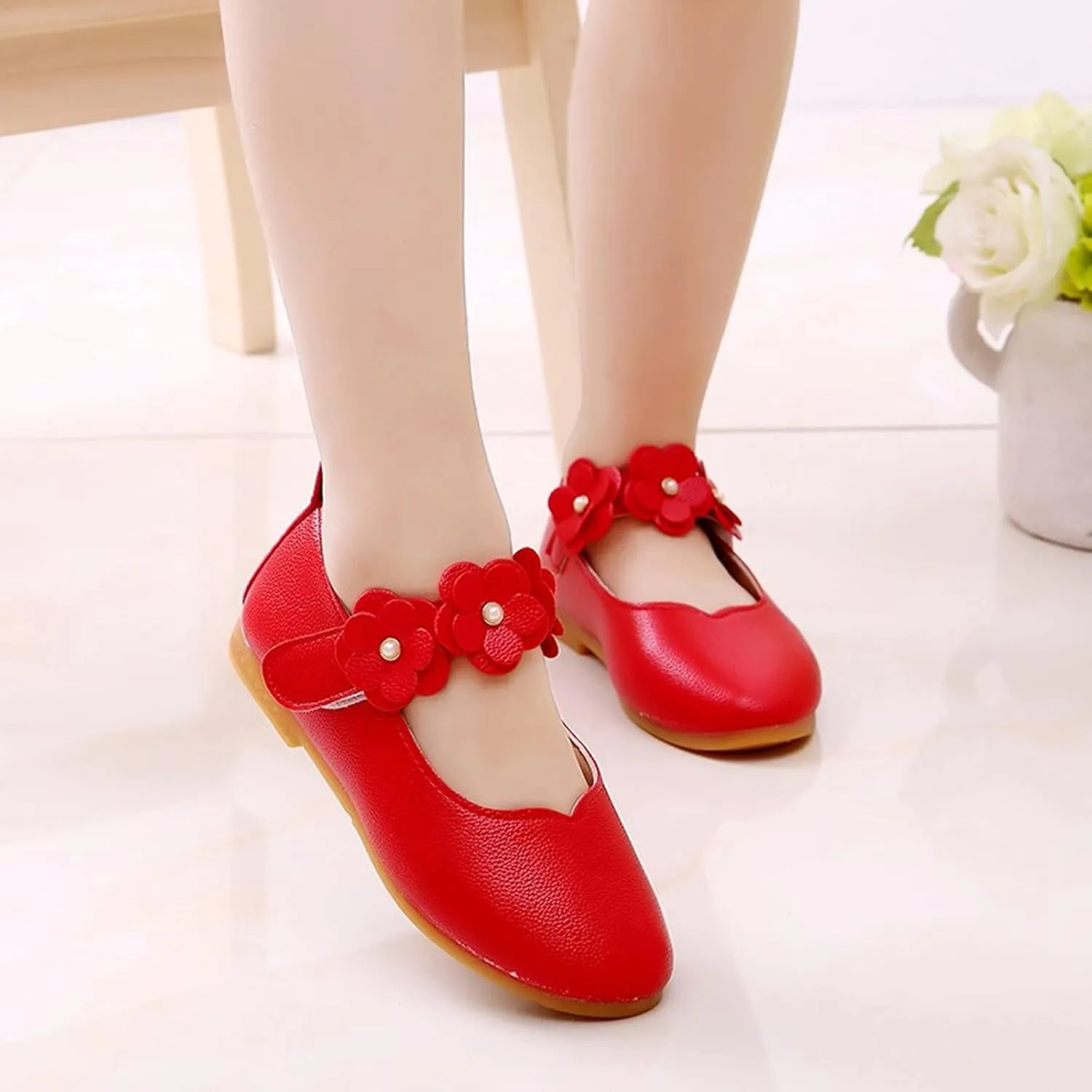 Toddler/𝐋ittle Kids Girl's 𝐀ngela Dress Mary Jane Ballet 𝐅lats Flower Girls' Wedding Party Ballerina Dance Shoes