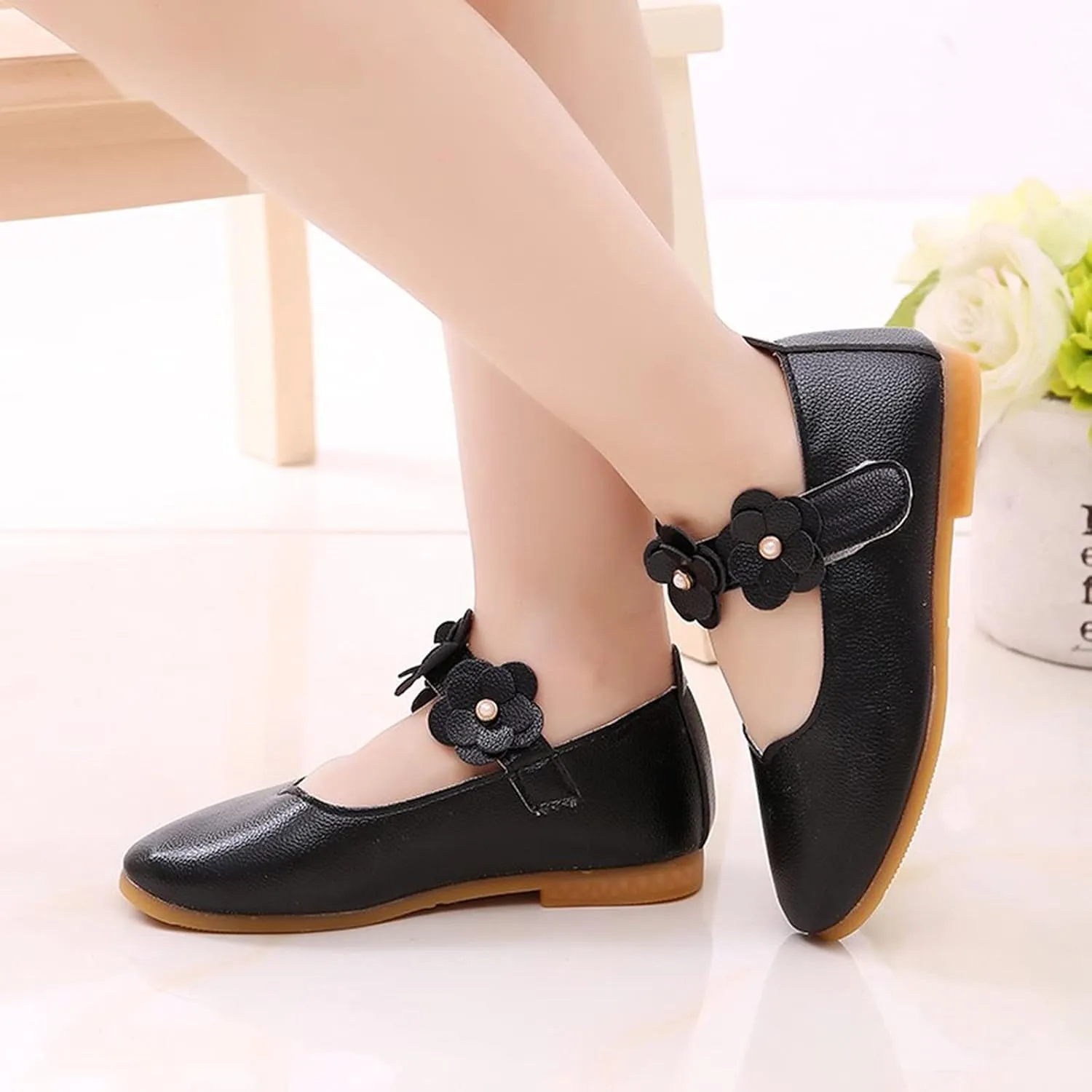 Toddler/𝐋ittle Kids Girl's 𝐀ngela Dress Mary Jane Ballet 𝐅lats Flower Girls' Wedding Party Ballerina Dance Shoes