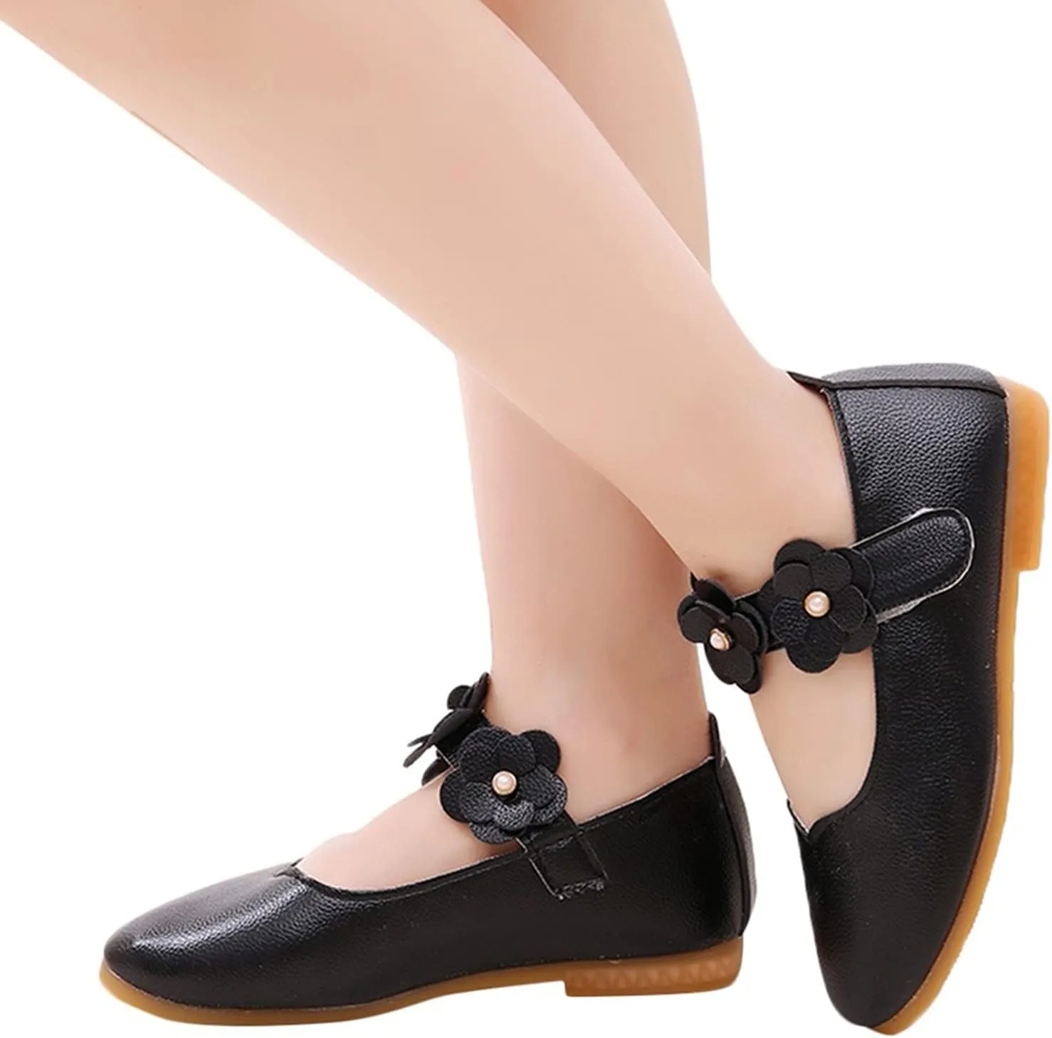 Toddler/𝐋ittle Kids Girl's 𝐀ngela Dress Mary Jane Ballet 𝐅lats Flower Girls' Wedding Party Ballerina Dance Shoes