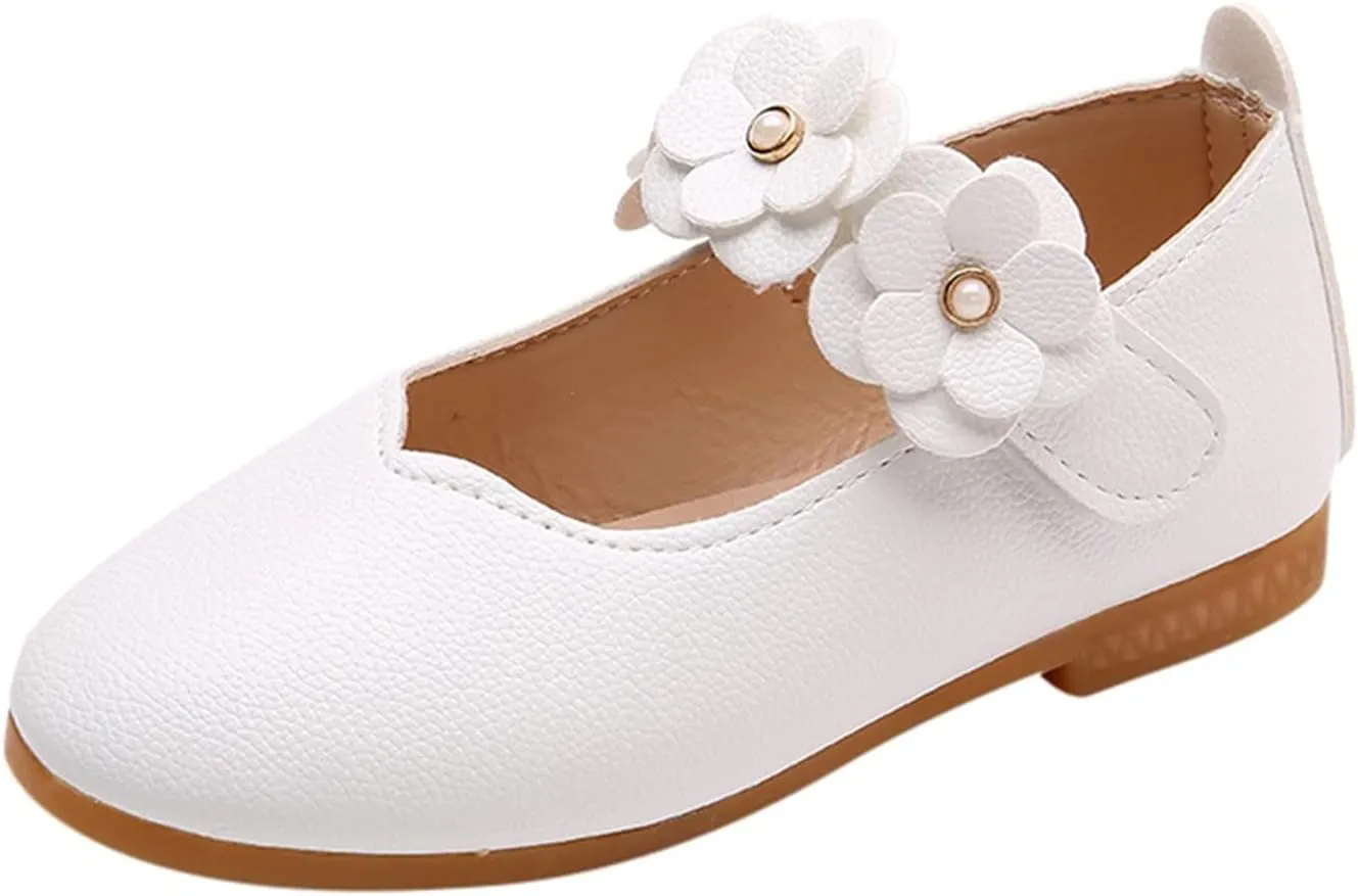 Toddler/𝐋ittle Kids Girl's 𝐀ngela Dress Mary Jane Ballet 𝐅lats Flower Girls' Wedding Party Ballerina Dance Shoes