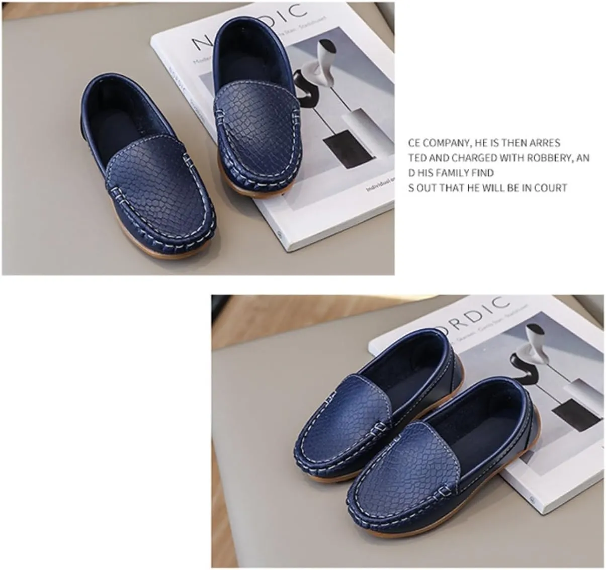 Unisex Kids Comfort Loafers Leather Slip-On Boat Shoes for Dress and Slacks or School Uniform(Toddler/Little Kid/Big Kid)