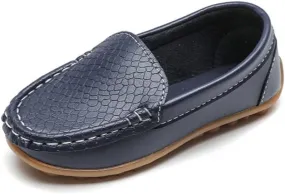 Unisex Kids Comfort Loafers Leather Slip-On Boat Shoes for Dress and Slacks or School Uniform(Toddler/Little Kid/Big Kid)