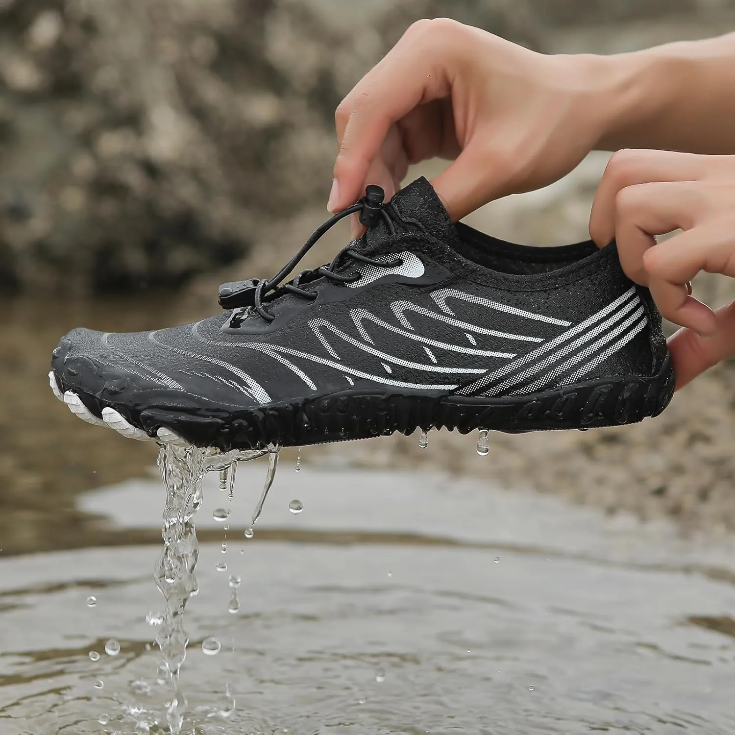 Water Shoes for Women Men, Unisex Quick Dry Aqua Shoes for Beach Pool Swim Swimming, Hike Barefoot Grounded Footwear, Non Slip Wide Toe Box Sneakers for Hiking Walking Workout Running Trekking