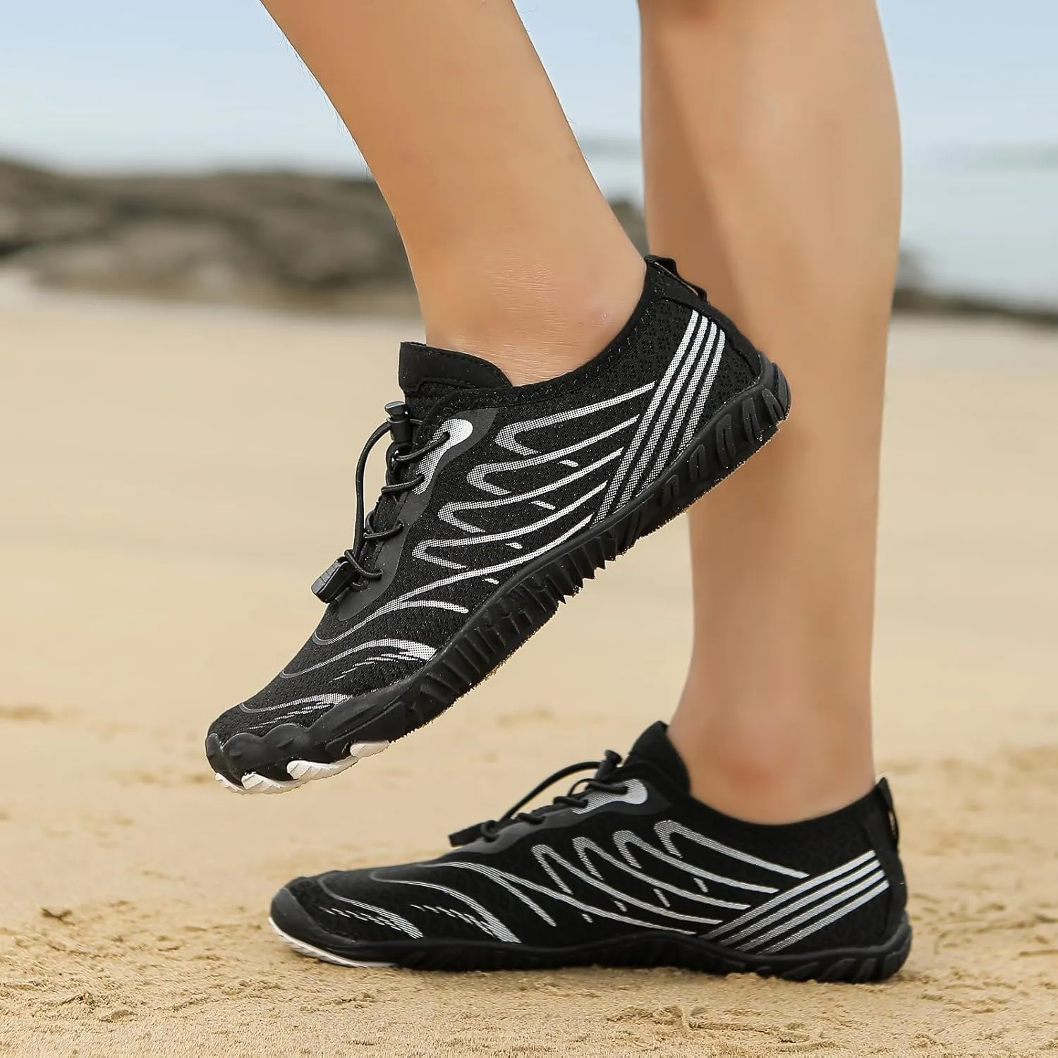 Water Shoes for Women Men, Unisex Quick Dry Aqua Shoes for Beach Pool Swim Swimming, Hike Barefoot Grounded Footwear, Non Slip Wide Toe Box Sneakers for Hiking Walking Workout Running Trekking
