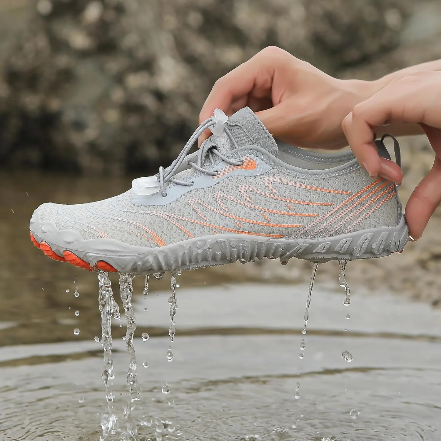 Water Shoes for Women Men, Unisex Quick Dry Aqua Shoes for Beach Pool Swim Swimming, Hike Barefoot Grounded Footwear, Non Slip Wide Toe Box Sneakers for Hiking Walking Workout Running Trekking