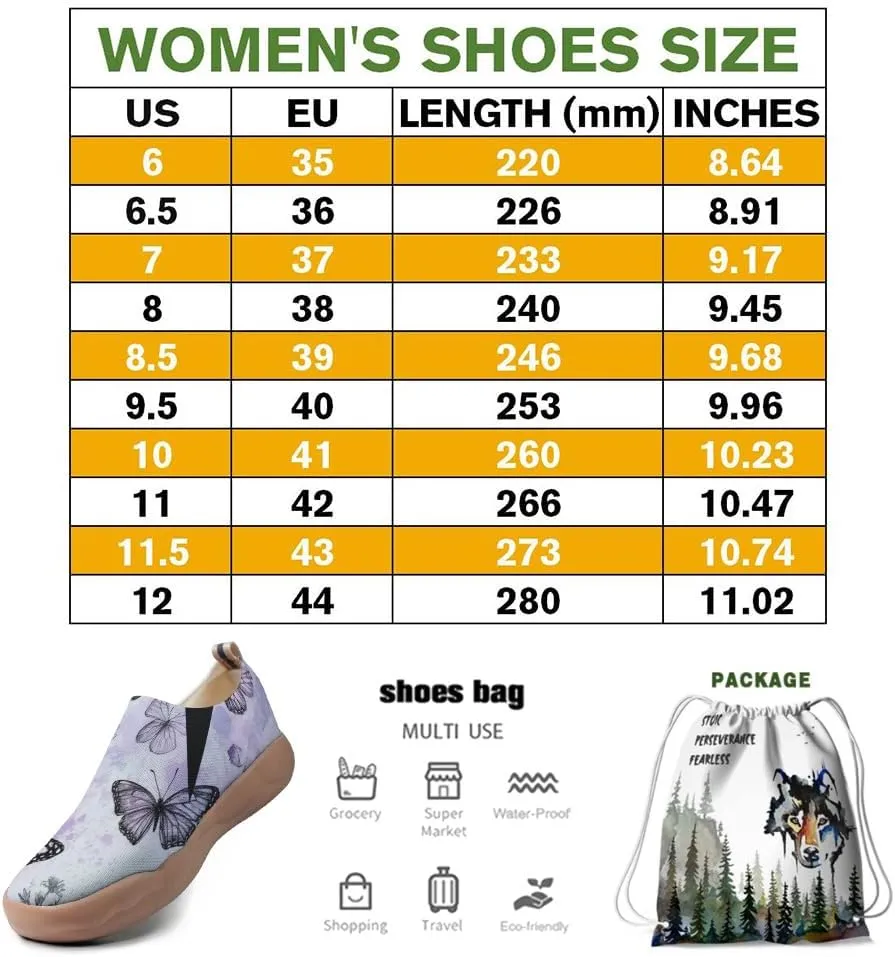 Women's Butterfly Artistic Loafers Slip On Shoes Lightweight Comfortable Casual Travel Footwear