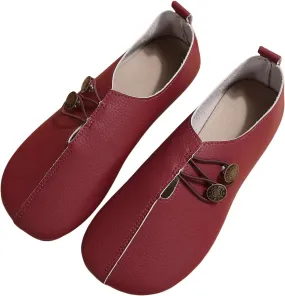 Womens Flats Shoes Slip On Closed Toe Round Head Sandals with Button Business Lightweight Loafers Shoes for Everyday Elegance
